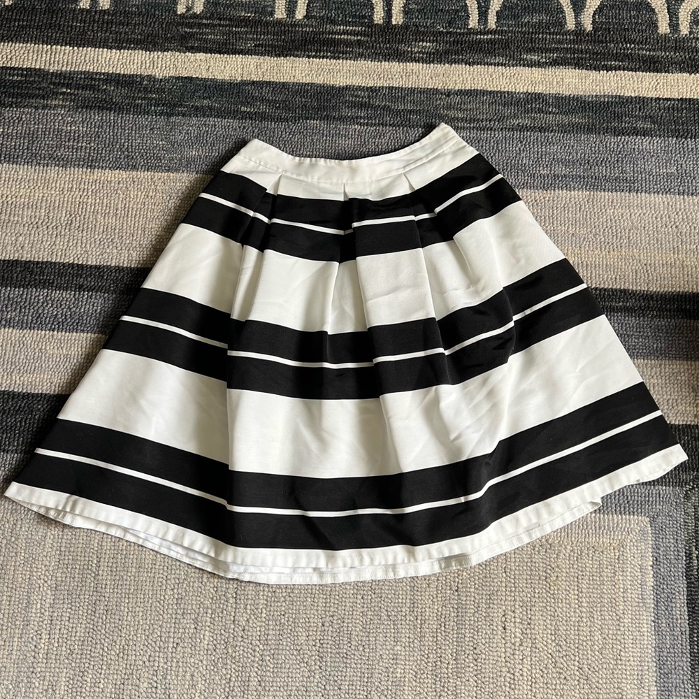 Express black and white striped A-line Skirt